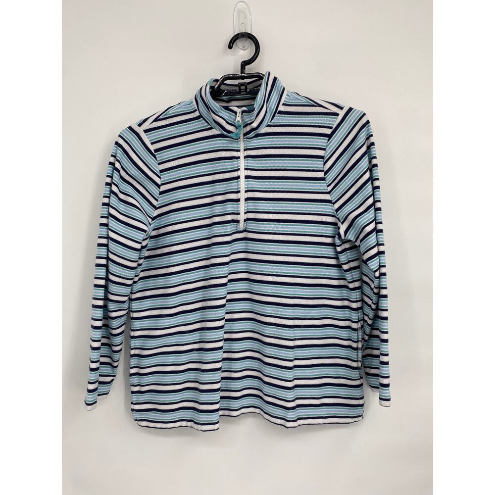 Appleseeds Pullover 1/2 Zip A19372 Blue Stripe Sweater Petite XL PXL